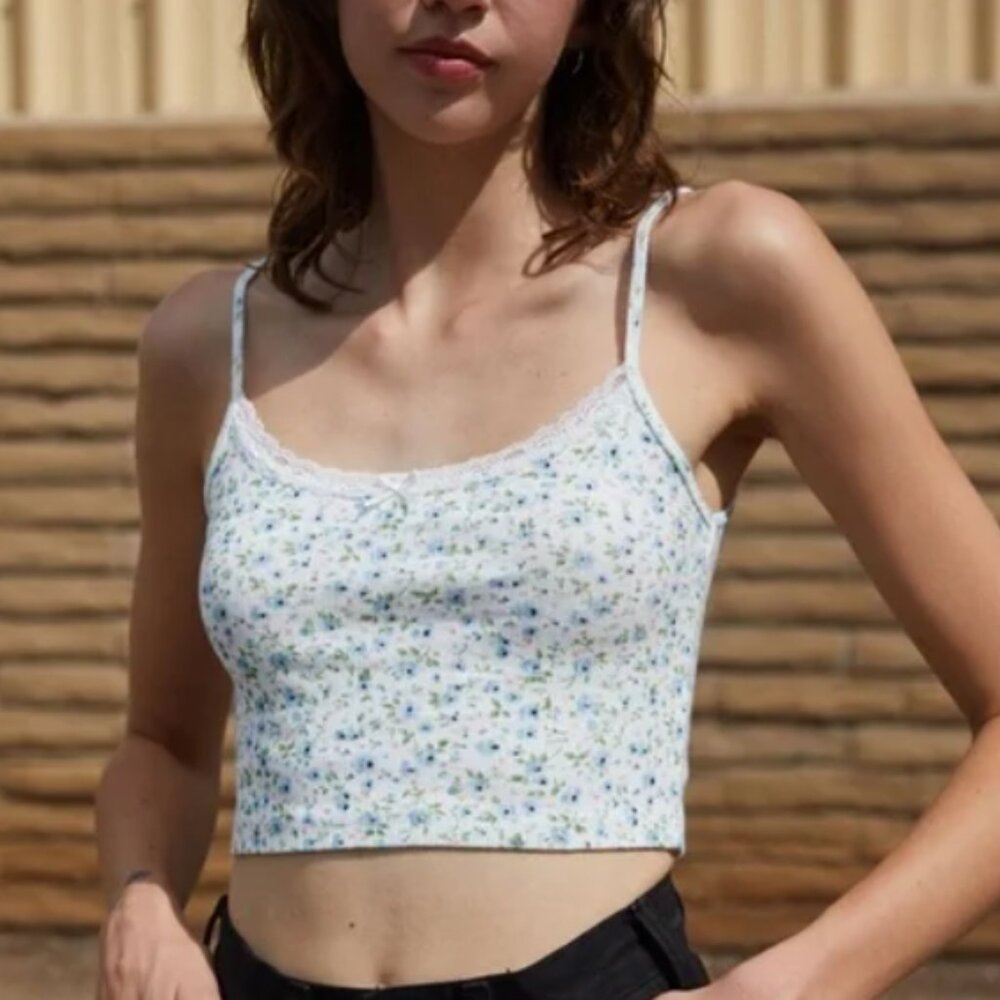 John Galt Floral Skylar Cropped Tank Top